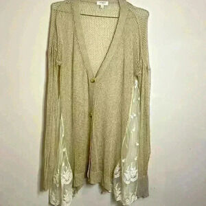 Umgee Longline Knit and Lace Cardigan